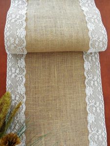 Hessian runner with lace