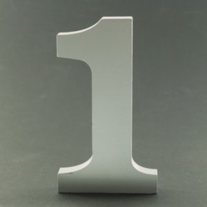 Silver table numbers 11 cm on stand